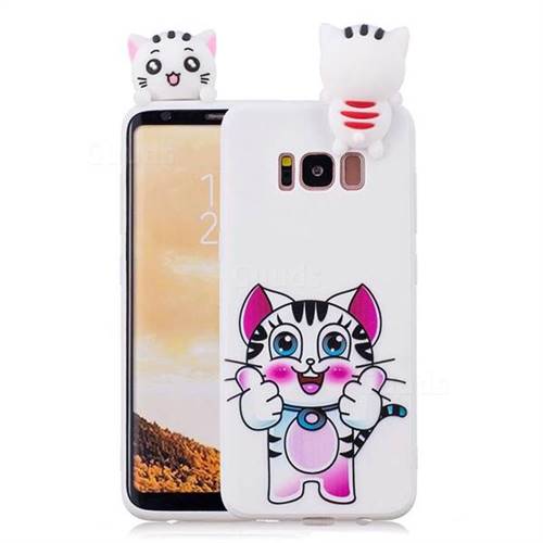 Cute Pink Kitten Soft 3D Climbing Doll Soft Case for Samsung Galaxy S8 Plus S8+