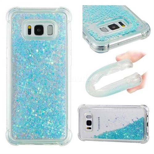 Dynamic Liquid Glitter Sand Quicksand TPU Case for Samsung Galaxy S8 Plus S8+ - Silver Blue Star