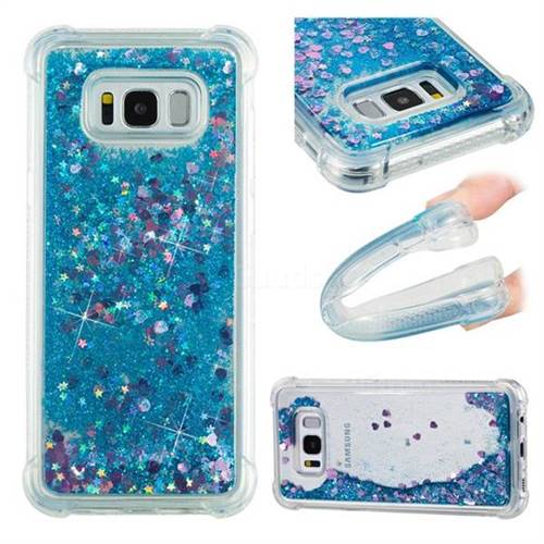 Dynamic Liquid Glitter Sand Quicksand TPU Case for Samsung Galaxy S8 Plus S8+ - Blue Love Heart