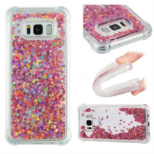 Dynamic Liquid Glitter Sand Quicksand TPU Case for Samsung Galaxy S8 Plus S8+ - Rose Gold Love Heart