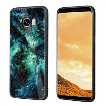 Luxury Starry Sky Tempered Glass Hard Back Cover with Silicone Bumper for Samsung Galaxy S8 Plus S8+ - Green
