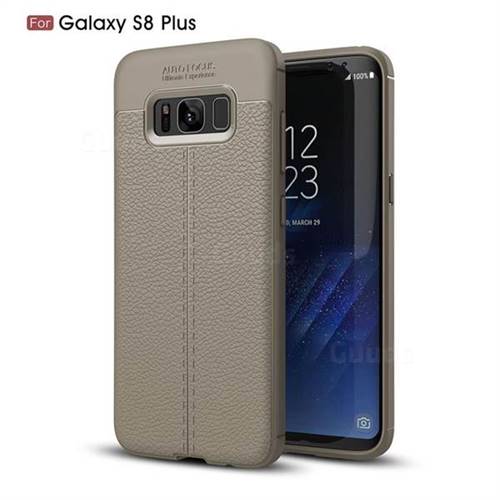 Luxury Auto Focus Litchi Texture Silicone TPU Back Cover for Samsung Galaxy S8 Plus S8+ - Gray