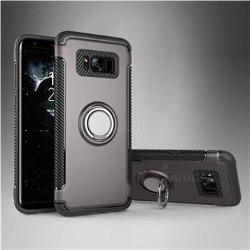 Armor Anti Drop Carbon PC + Silicon Invisible Ring Holder Phone Case for Samsung Galaxy S8 Plus S8+ - Grey