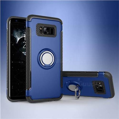 Armor Anti Drop Carbon PC + Silicon Invisible Ring Holder Phone Case for Samsung Galaxy S8 Plus S8+ - Sapphire