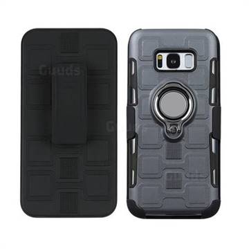 3 in 1 PC + Silicone Leather Phone Case for Samsung Galaxy S8 Plus S8+ - Gray