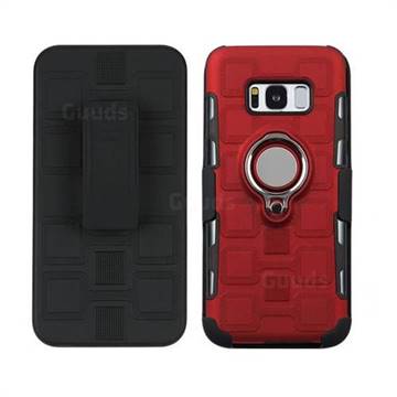 3 in 1 PC + Silicone Leather Phone Case for Samsung Galaxy S8 Plus S8+ - Red