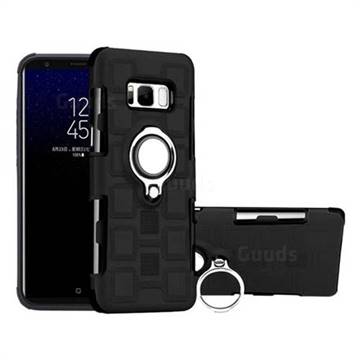Ice Cube Shockproof PC + Silicon Invisible Ring Holder Phone Case for Samsung Galaxy S8 Plus S8+ - Black