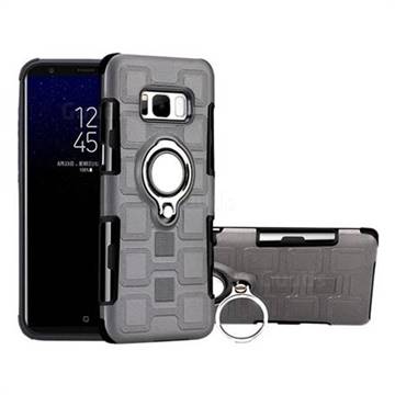 Ice Cube Shockproof PC + Silicon Invisible Ring Holder Phone Case for Samsung Galaxy S8 Plus S8+ - Gray
