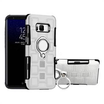 Ice Cube Shockproof PC + Silicon Invisible Ring Holder Phone Case for Samsung Galaxy S8 Plus S8+ - Silver