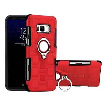 Ice Cube Shockproof PC + Silicon Invisible Ring Holder Phone Case for Samsung Galaxy S8 Plus S8+ - Red