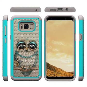 Sweet Gray Owl Studded Rhinestone Bling Diamond Shock Absorbing Hybrid Defender Rugged Phone Case Cover for Samsung Galaxy S8 Plus S8+
