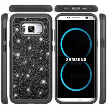 Glitter Rhinestone Bling Shock Absorbing Hybrid Defender Rugged Phone Case Cover for Samsung Galaxy S8 Plus S8+ - Black