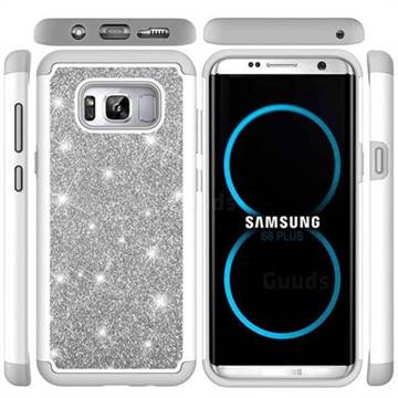 Glitter Rhinestone Bling Shock Absorbing Hybrid Defender Rugged Phone Case Cover for Samsung Galaxy S8 Plus S8+ - Gray