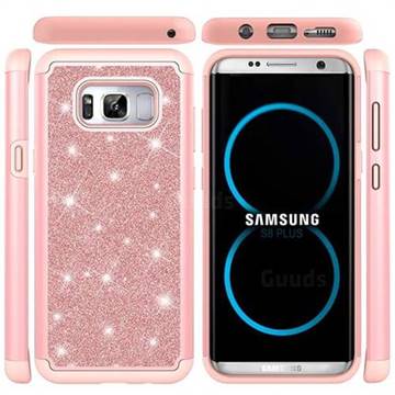 Glitter Rhinestone Bling Shock Absorbing Hybrid Defender Rugged Phone Case Cover for Samsung Galaxy S8 Plus S8+ - Rose Gold