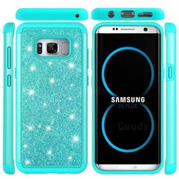 Glitter Rhinestone Bling Shock Absorbing Hybrid Defender Rugged Phone Case Cover for Samsung Galaxy S8 Plus S8+ - Green