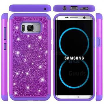 Glitter Rhinestone Bling Shock Absorbing Hybrid Defender Rugged Phone Case Cover for Samsung Galaxy S8 Plus S8+ - Purple