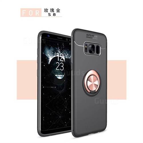 Auto Focus Invisible Ring Holder Soft Phone Case for Samsung Galaxy S8 Plus S8+ - Black Gold