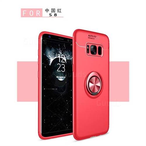 Auto Focus Invisible Ring Holder Soft Phone Case for Samsung Galaxy S8 Plus S8+ - Red