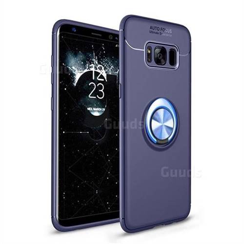 Auto Focus Invisible Ring Holder Soft Phone Case for Samsung Galaxy S8 Plus S8+ - Blue
