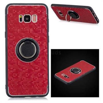 Luxury Mosaic Metal Silicone Invisible Ring Holder Soft Phone Case for Samsung Galaxy S8 Plus S8+ - Red