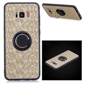Luxury Mosaic Metal Silicone Invisible Ring Holder Soft Phone Case for Samsung Galaxy S8 Plus S8+ - Titanium Gold