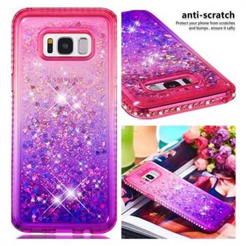 Diamond Frame Liquid Glitter Quicksand Sequins Phone Case for Samsung Galaxy S8 Plus S8+ - Pink Purple