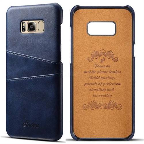 Suteni Retro Classic Card Slots Calf Leather Coated Back Cover for Samsung Galaxy S8 Plus S8+ - Blue
