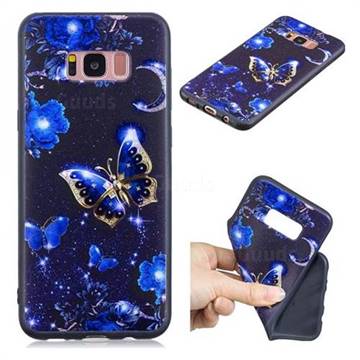 Phnom Penh Butterfly 3D Embossed Relief Black TPU Cell Phone Back Cover for Samsung Galaxy S8 Plus S8+