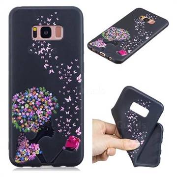 Corolla Girl 3D Embossed Relief Black TPU Cell Phone Back Cover for Samsung Galaxy S8 Plus S8+