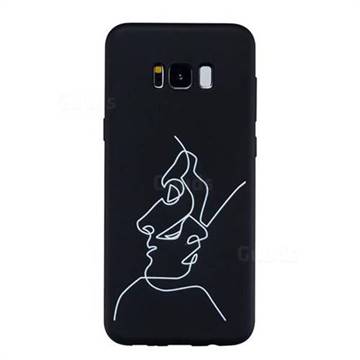 Human Face Stick Figure Matte Black TPU Phone Cover for Samsung Galaxy S8 Plus S8+