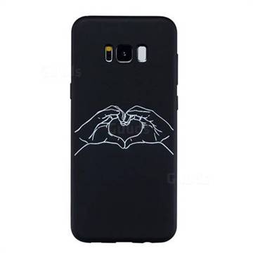 Heart Hand Stick Figure Matte Black TPU Phone Cover for Samsung Galaxy S8 Plus S8+