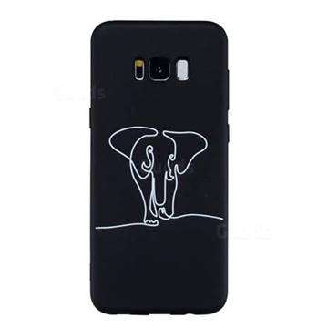 Elephant Stick Figure Matte Black TPU Phone Cover for Samsung Galaxy S8 Plus S8+
