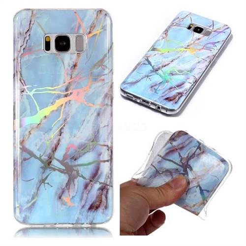 Light Blue Marble Pattern Bright Color Laser Soft TPU Case for Samsung Galaxy S8 Plus S8+