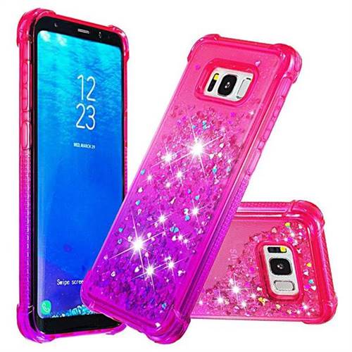 Rainbow Gradient Liquid Glitter Quicksand Sequins Phone Case for Samsung Galaxy S8 Plus S8+ - Pink Purple