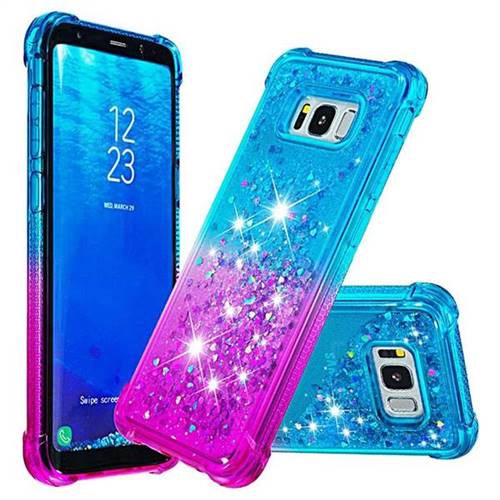 Rainbow Gradient Liquid Glitter Quicksand Sequins Phone Case for Samsung Galaxy S8 Plus S8+ - Blue Purple