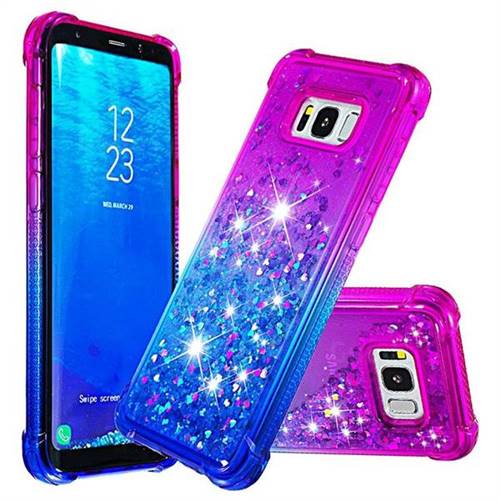 Rainbow Gradient Liquid Glitter Quicksand Sequins Phone Case for Samsung Galaxy S8 Plus S8+ - Purple Blue