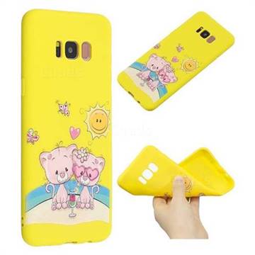 Pink Bear Couple Anti-fall Frosted Relief Soft TPU Back Cover for Samsung Galaxy S8 Plus S8+