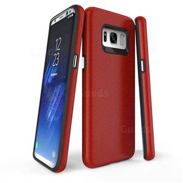 Triangle Texture Shockproof Hybrid Rugged Armor Defender Phone Case for Samsung Galaxy S8 Plus S8+ - Red