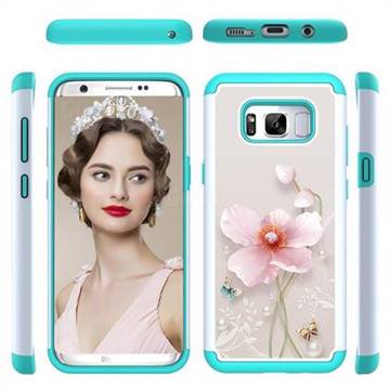 Pearl Flower Shock Absorbing Hybrid Defender Rugged Phone Case Cover for Samsung Galaxy S8 Plus S8+