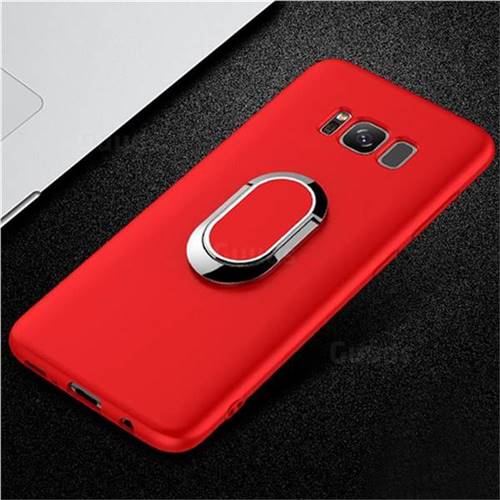 Anti-fall Invisible 360 Rotating Ring Grip Holder Kickstand Phone Cover for Samsung Galaxy S8 Plus S8+ - Red