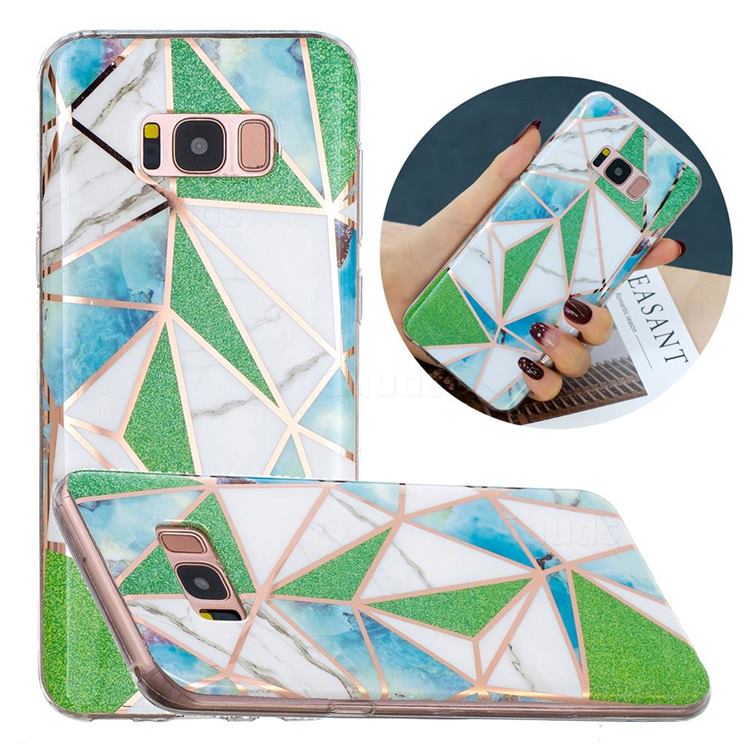 Green Triangle Painted Marble Electroplating Protective Case for Samsung Galaxy S8 Plus S8+