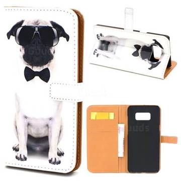 Glasses Dog Leather Wallet Case for Samsung Galaxy S8+ S8 Plus