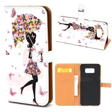 Flower Umbrella Girl Leather Wallet Case for Samsung Galaxy S8+ S8 Plus