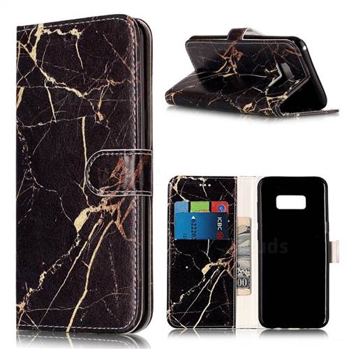 Black Gold Marble PU Leather Wallet Case for Samsung Galaxy S8 Plus S8+