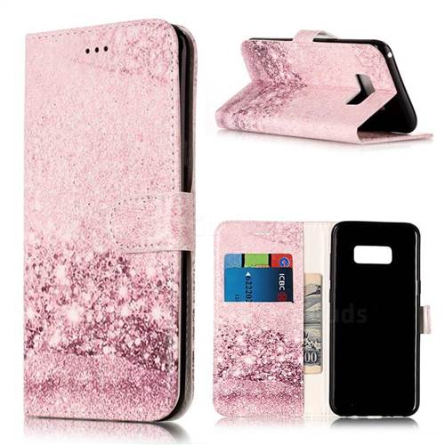 Glittering Rose Gold PU Leather Wallet Case for Samsung Galaxy S8 Plus S8+