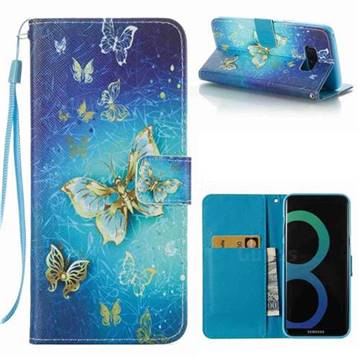 Gold Butterfly Leather Wallet Phone Case for Samsung Galaxy S8 Plus S8+