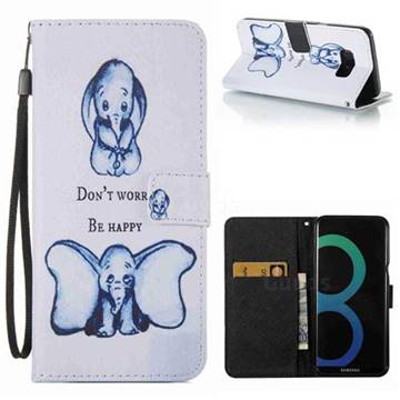 Be Happy Elephant Leather Wallet Case for Samsung Galaxy S8 Plus S8+