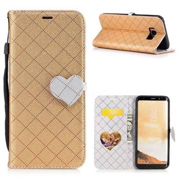 Symphony Checkered Dual Color PU Heart Leather Wallet Case for Samsung Galaxy S8 Plus S8+ - Golden