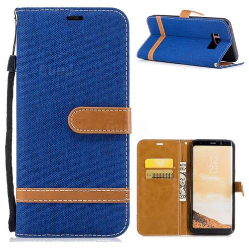 Jeans Cowboy Denim Leather Wallet Case for Samsung Galaxy S8 Plus S8+ - Sapphire