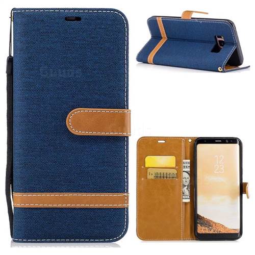 Jeans Cowboy Denim Leather Wallet Case for Samsung Galaxy S8 Plus S8+ - Dark Blue